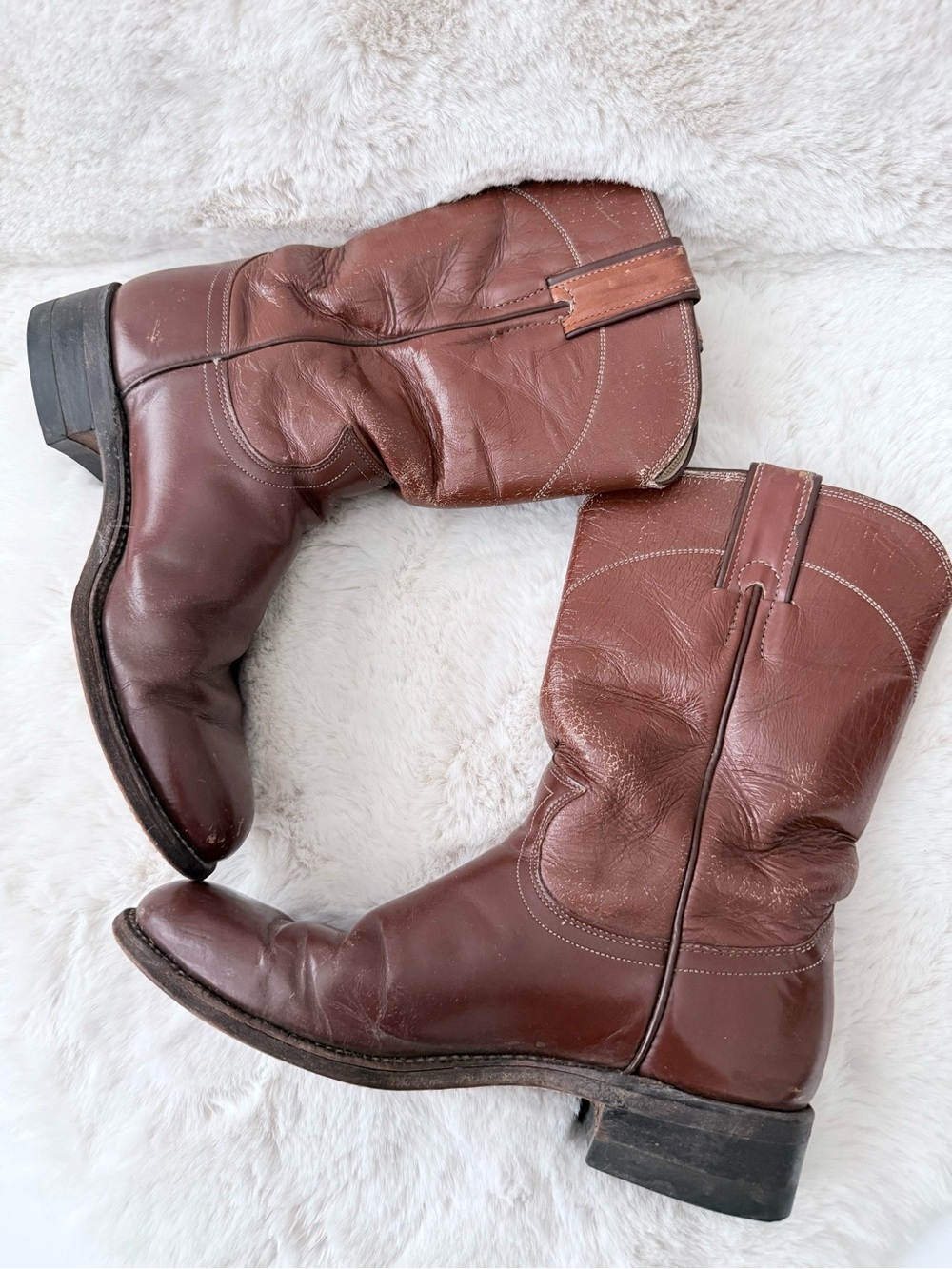 Sz 6 Women Justin Brown Leather Cowboy Boots Style 1802